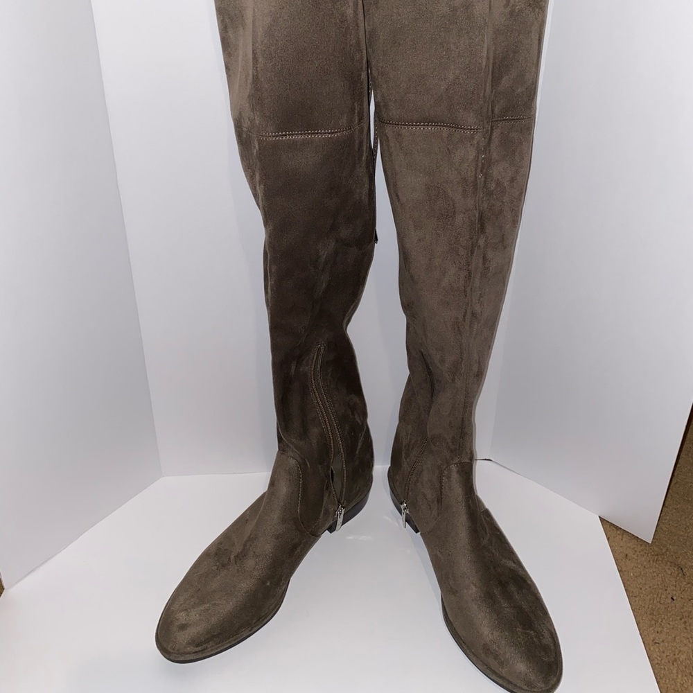 Marc Fisher Mink/Gray Above-the-Knee Faux Suede Boots